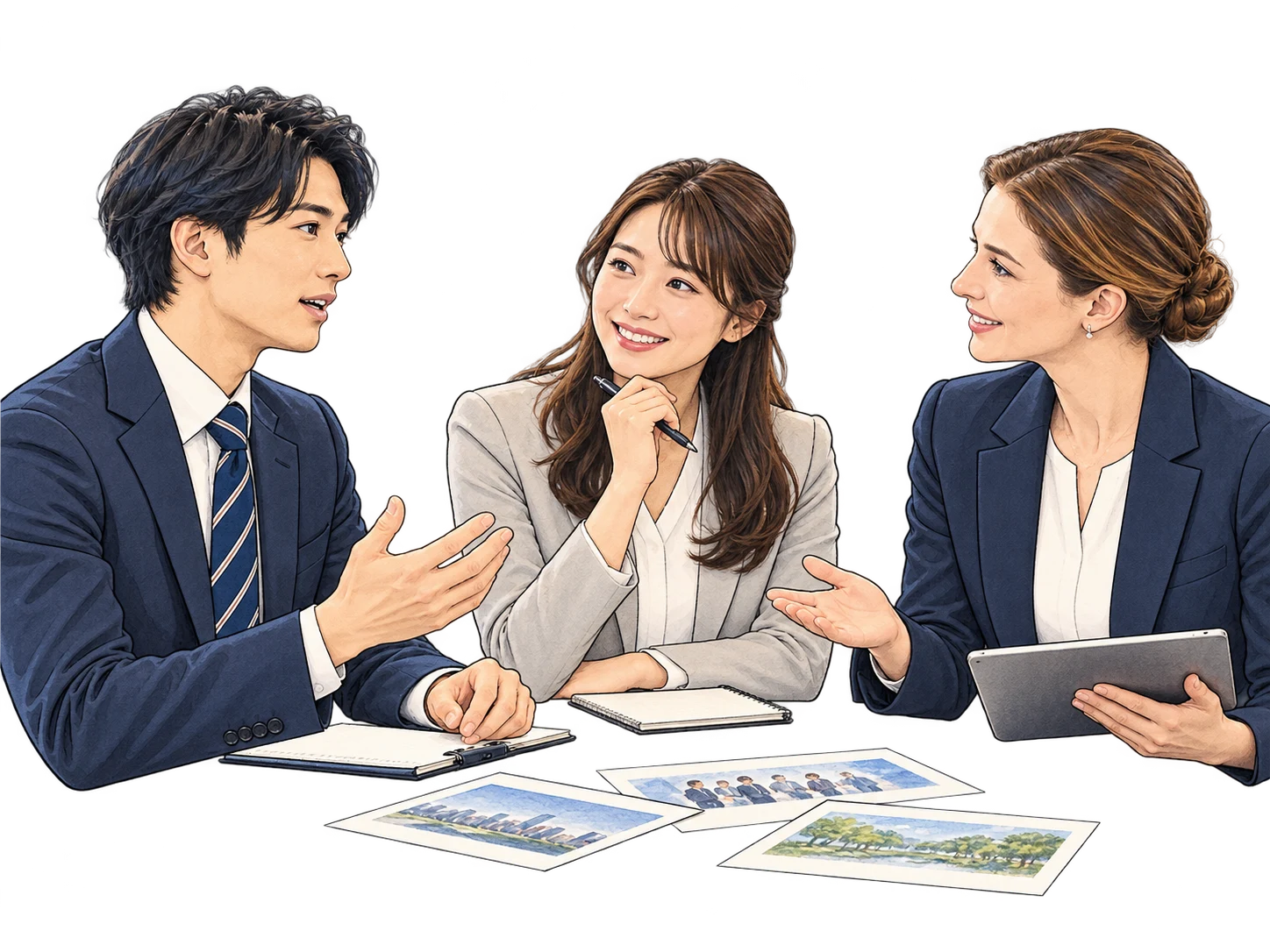 同僚との会話練習で、伝わる体験を重ねる場面のイメージ