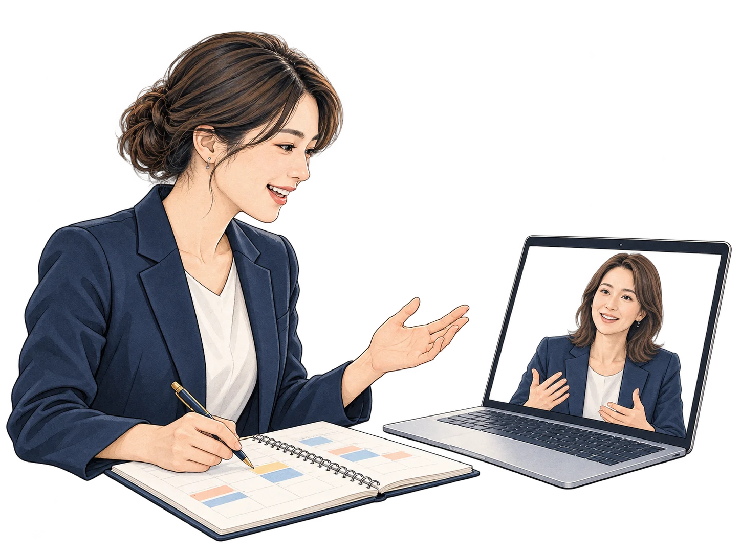 コーチと相談しながら学習計画を調整する場面のイメージ